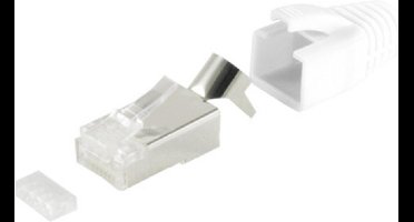RJ45 krimp connector (STP) voor CAT6/6a/7/7a netwerkkabel (vast/flexibel) - per stuk (3-delig) / wit