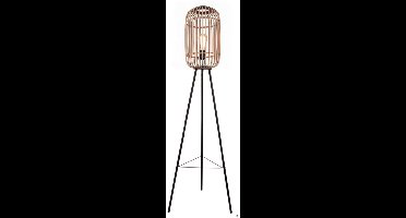 Various Woven Vloerlamp - 1 lichts - 130 cm - Ø22 cm - Bamboe - Natuur/Beige