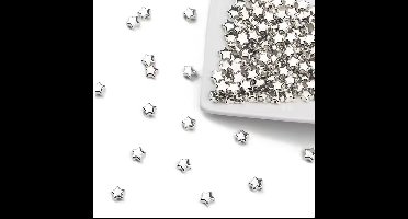 100 Stuks - Zilverkleurige sterretjes 6mm met gat 1,4mm - DIY sieraden maken voor kettingen en armbandjes - Zilveren kralen