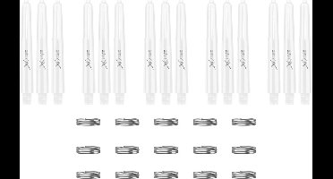 XQMax Dart Shafts - 5 Sets (15 stuks) - Short - Wit - Plus Veerringetjes - Darts Shafts