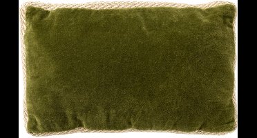 Dutch Decor MANOE - sierkussen 30x50 cm - effen kleur - jute rand - Cardamom Seed - groen - Inclusief binnenkussen - Luxe kussens voor woonkamer & bank