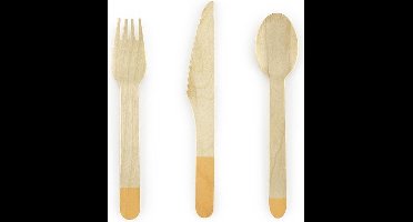 Houten Bestek Donkergeel 16cm 18 delig