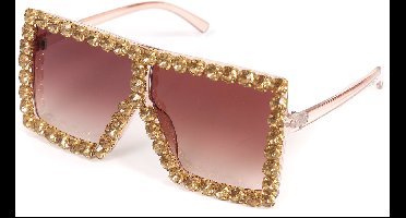 Feestbril Luxe - Gordon Rosé Goud met Gouden Steentjes - Volwassenen