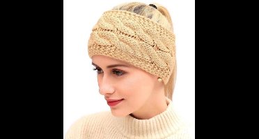 New Age Devi - Warme Gebreide Hoofd-band - Dames Oor-warmers Haar-band - Oor-warmers hoofd-band Beige