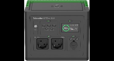 Schneider OffGrid Portable Power Station 500 - Li-Ion accu, LCD, 2x stopcontact, 3x USB-A, 2x USB-C, 3x 12V, wireless charging pad