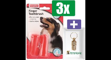 Beaphar Vingertandenborstel 2 ST - 3 Stuks - Inclusief PetsHome Goudkleurige Adreskoker