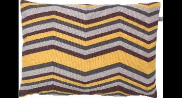 Dutch Decor FIEN - Sierkussen 40x60 cm - zand - geel - bruin - grijs - retro - streepjes - Inclusief binnenkussen