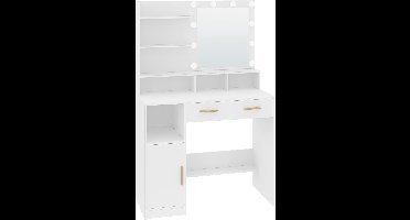 Make Up Tafel met Spiegel - Kaptafel voor Meisjes - Hollywood Spiegel met Verlichting