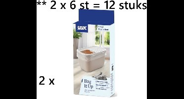 ** 2 X ** savic kattenbakzakken giant bags 74 x 49.7 x 43 cm HOP IN -/Bag It Up - 30% gerecycleerd plastiek -- 2 x 6 st = 12 stuks