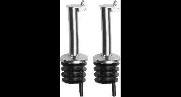 Westmark 45522280 Steenktuit voor flessen, met klep en luchtbuizen, kunststof kurk, roestvrij staal, inox-standaard, zwart/verchroomd, 2 stuks Met klep Inox-standaard