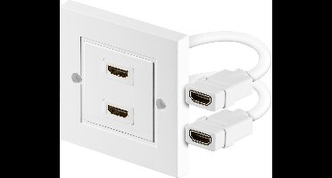 HDMI inbouw wandcontactdoos met 2 aansluitingen - versie 2.0 (4K 60Hz + HDR) - 0,10 meter