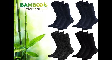 Bamboo Elements - Bamboe Sokken Heren - 12 Paar -Navy Assorti - 35 38 - Lange Sokken - Kousen Heren Sokken - Anti Zweet - Duurzaam