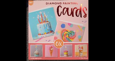 Diamond painting kaarten - 6 stuks met envelop - feest - verjaardag ijsjes taart