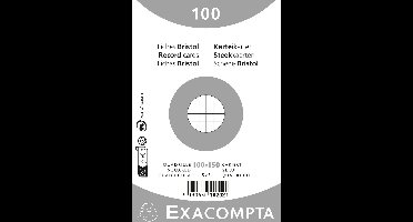 Exacompta 20x Pak 100 steekkaarten bristol in folie - geruit 5x5 niet geperforeerd 100x150mm - Wit - 10202E