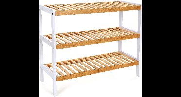 Hoppa! Schoenenrek | Wit | Bamboe | 71 x 56 x 27 cm (B x D x H)