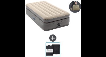 Intex Luchtbed - 1-Persoons - 99 x 191 x 51 cm - Grijs - Inclusief pomp en Hoeslaken