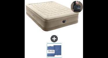 Intex Luchtbed - 2-Persoons - 152 x 203 x 46 cm - Beige - Inclusief pomp en Hoeslaken