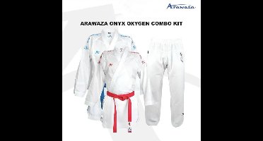 Arawaza kumite-karatepak Onyx Oxygen | Set | WKF-approved | Blauw / Rood (Maat: 175)