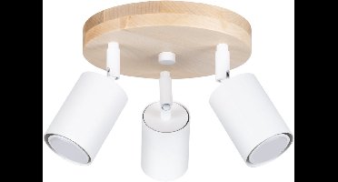 Sollux Lighting Plafondlamp Verdo - 17x33x33cm - GU10 - wit hout - staal/hout