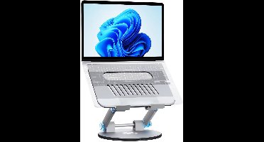 Aboow 360° Draaibare Laptopstandaard – In Hoogte Verstelbaar – Draagt tot 20kg – Ergonomisch & Opvouwbaar – Aluminium – Voor 10”–17” Laptops