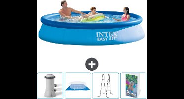 Intex Rond Opblaasbaar Easy Set Zwembad - 366 x 76 cm - Blauw - Inclusief Pomp Grondzeil - Ladder - Zwembadgids