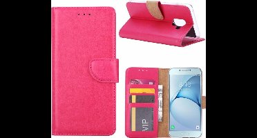 Ntech Hoesje Geschikt Voor Samsung Galaxy A6+ (2018) case Roze Portemonnee hoesje met opbergvakjes