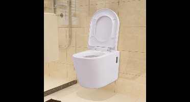 vidaXL - Hangend - toilet - keramiek - wit