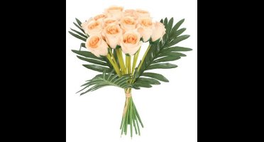 Countryfield bos Rozen Creme / zalmroze 35 cm 15 stuks - Cadeautip - Bloemen-