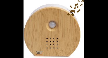 QLT Nature Box Huisje met Sensor en 3 Natuurgeluiden – Vogelgeluiden, Oceaangolven en Junglegeluiden – Rond Vogelhuisje Geluidsbox met Hifi – Hout