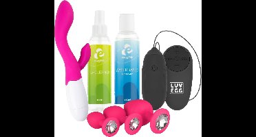 EasyToys Playtime Essentials - Seksspeeltjes Bundel Voor Haar – Lily Vibrator, Vibrerend Eitje, Roze Buttplugs, Glijmiddel 150 ml & Toy Cleaner 150 ml