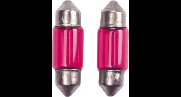 AutoStyle Festoon Lampen 10W/12V 11x39mm Rood (Coated), set à 2 stuks