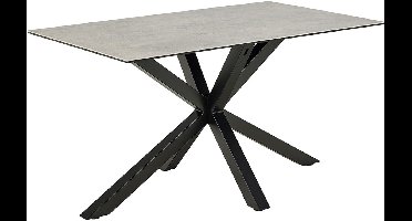 Giga Living Eettafel Harrie - Rechthoek Grijs Keramiek - 135x80x75,5cm