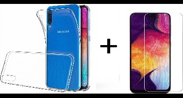 Ntech Hoesje Geschikt Voor Samsung Galaxy A50 TPU Back hoesje - Transparant + Glazen Screenprotector