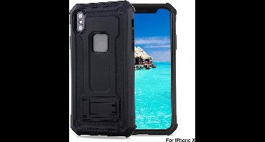 Ntech hoesje Geschikt voor iPhone X / Xs - Armor hoesje met Kickstand - Zwart