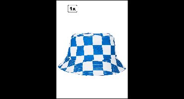 Festival Vissershoedje blauw / wit geblokt - Carnaval Oktoberfeest festival thema feest optocht fun Apres ski zomer visser hoed