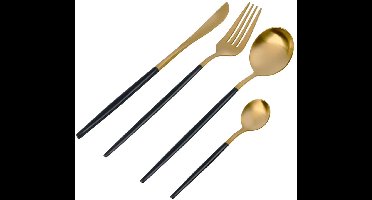 alpina Bestekset Set 16 Stuks - 4 Personen - Delig Goud-Zwart