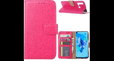 Ntech Hoesje Geschikt voor Huawei P20 lite (2019) Portemonnee / Booktype Hoesje - Pink/Roze