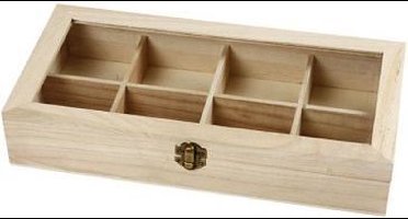 Creativ Company Houten Doos met Glazen Deksel 32x16x6 cm