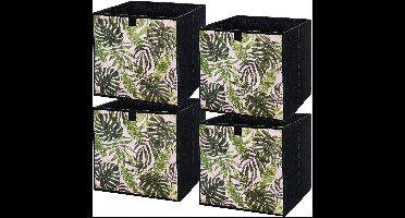 LAVITA® Opbergmand Textiel - 31x31x31 Bladeren 4 Stuks - Opbergbox Kast Organizer Opbergdoos - Kastlade Verdeler Voor Kleding Ondergoed Badkamer Kledingkast - Vouwdoos Stoffen Doos Opbergdozen