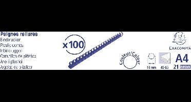 Exacompta Doos van 100 plastic spiraal inbindruggen 10 mm - A4 - Zwart - 75301E