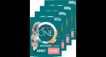 PURINA® ONE® Adult - Kattenbrokjes - Zalm & Volkoren Granen - 4 x 800 g