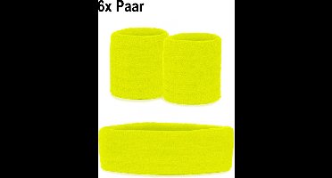 6x Zweetbandjes set neon geel 3-dlg - sport