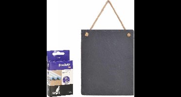 Krijtbord/schoolbord/memobord incl. 12x krijtjes - 25 x 20 cm
