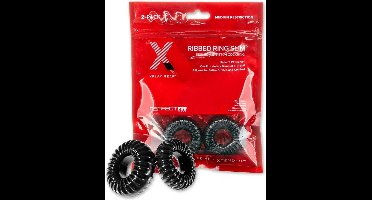 PerfectFitBrand - XPlay PF Blend Premium Stretch Ribbed Ring Slim - Cockring Set black