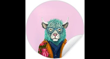 WallCircle® - Behangcirkel 30x30 cm - Muurstickers Hoorns - Dier - Buffel - Bloemen - Koe - Muurcirkel woonkamer - Wandcirkel slaapkamer - Kamer decoratie zelfklevend - Muurdecoratie accessoires
