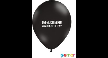 Ballonnen Waar is het eten? Zwart met opdruk Wit (helium)