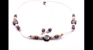 Kinderketting paars-wit-bruin - Verjaardagscadeau