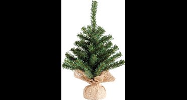 Everlands Imperial pine mini kerstboom - groen - H35 cm - in zak - kunstboom - kunt miniboompje - kerstboompje