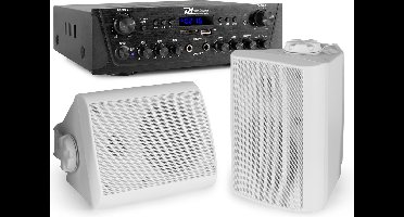 Geluidsinstallatie met Bluetooth - PV220BT 2-zone versterker audio + 2 BGO40 witte 4'' speakers