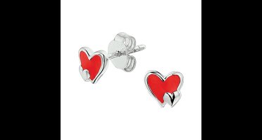The Kids Jewelry Collection Oorknoppen Hartjes - Zilver Gerhodineerd